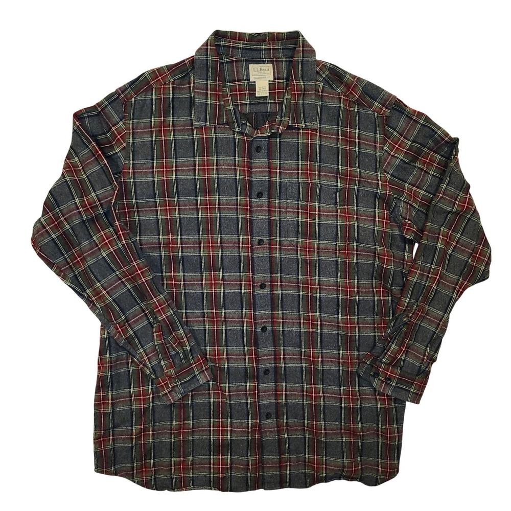 LL Bean Mens XXL Tall Flannel Shirt Traditional Fit Plaid Long Sleeve Button‎ up